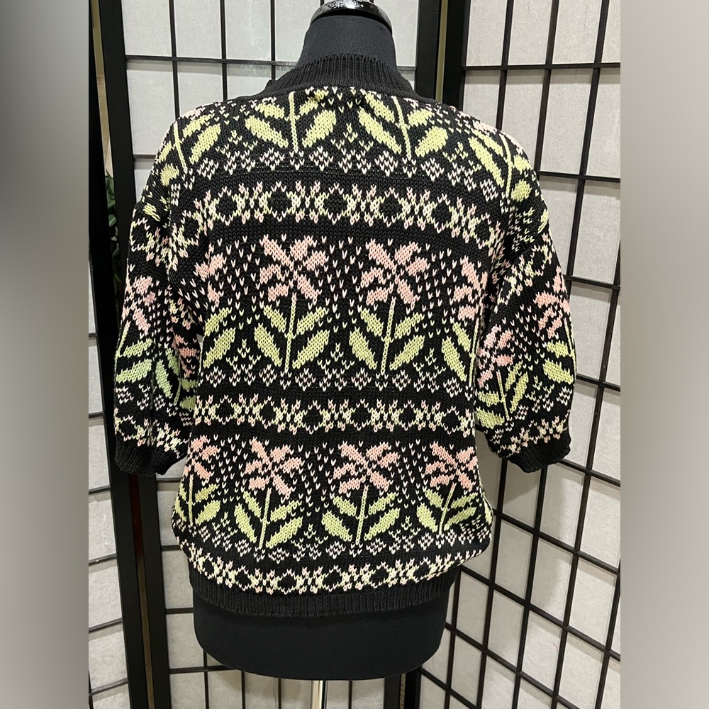 United Colors Of Benetton Black Knit with Pastel Pink & Lime Stripes, EU SIZE 48 - Picture 7 of 10